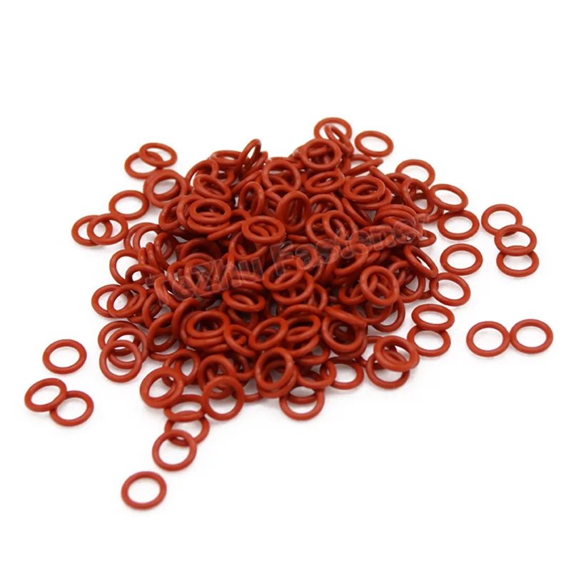 Anel-O vermelho do silicone do produto comestível, borracha impermeável da arruela, gaxeta redonda isolada do selo, VMQ, CS 1, 1,5, 2, 2,4, 3, 3,5mm, OD 5-27mm, 50 PCes