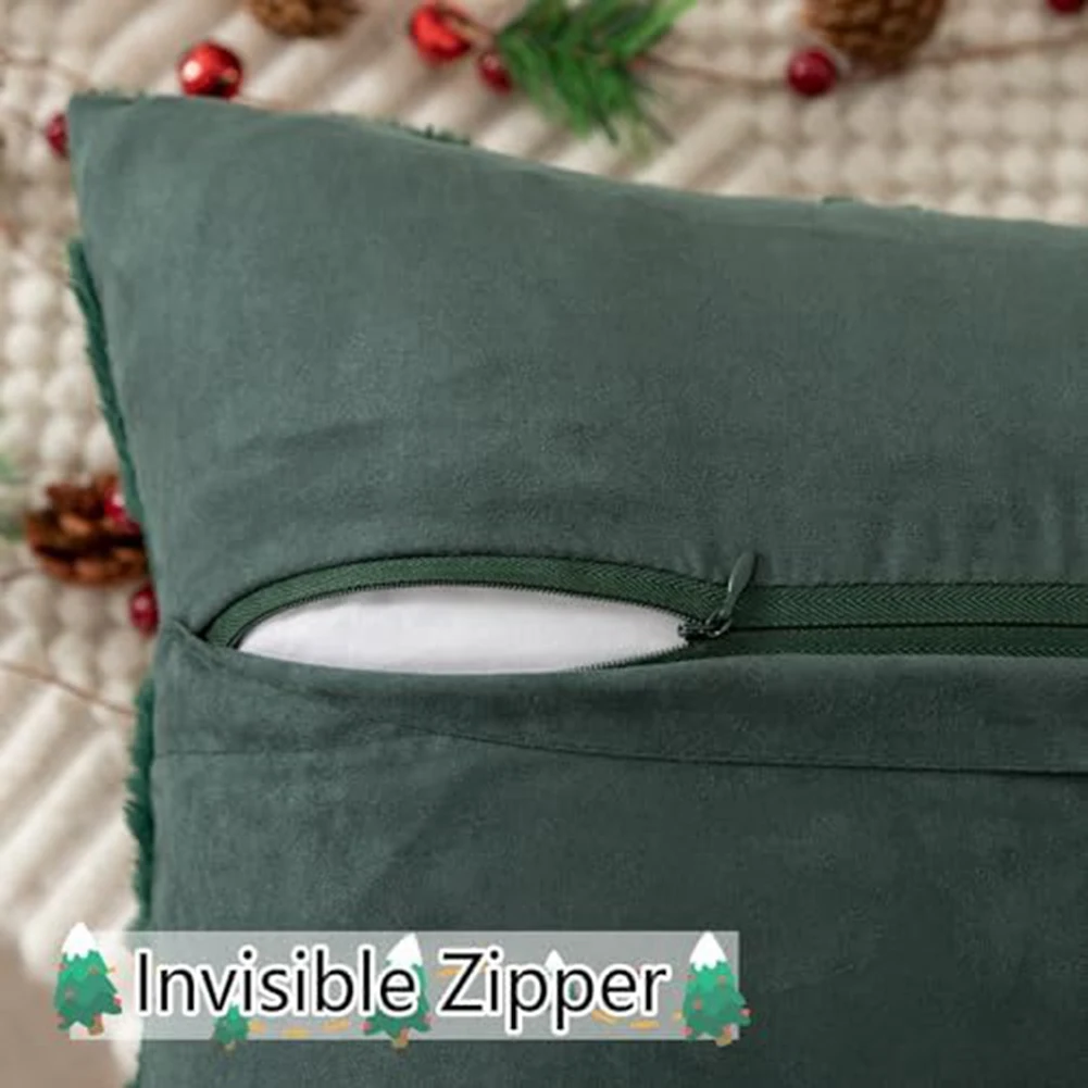 

A20F-Pillow Covers Soft Plush Faux Fur Tree Decorative Throw Pillows Pillowcases For Couch Sofa Festivals Winter Home Decor