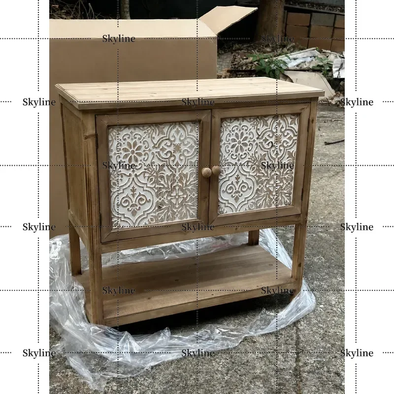 for New Retro Carved Wood Antique Cabinet Original Packaging Furniture