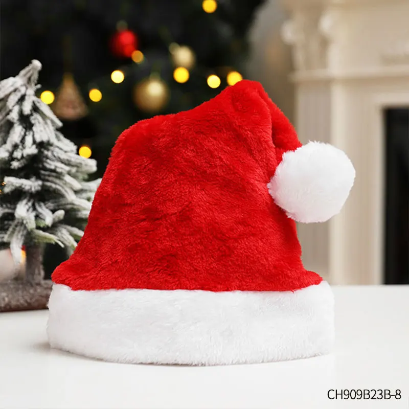 Kerst Kerstmutsen Korte Pluche Kerst Kerstman Cap Comfort Kerstaccessoires voor Dames Heren