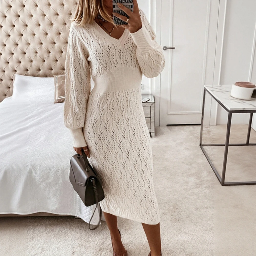 Casual Fit A-Line Dress With Straight Sleeves And Round Neck Mid-Length Skirt Style Comfortable Casual Wear For Women