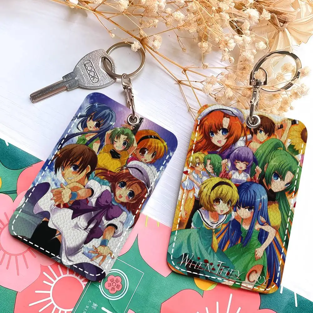 

1 шт. Аниме-брелок H-Higurashi When They Cry из премиальной кожи, устойчивый к царапинам, для проездных карт
