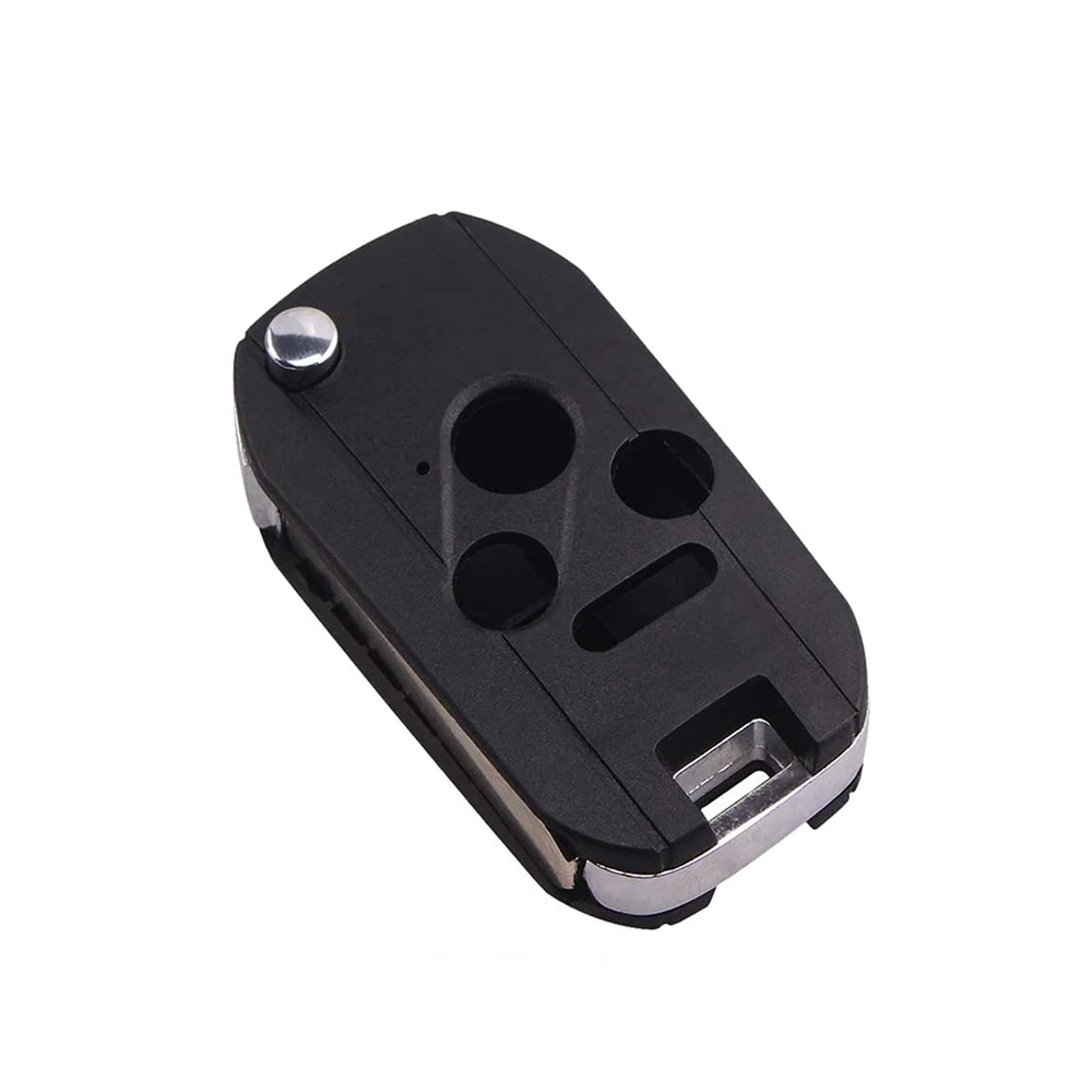 3+1 Panic 4 Button Folding Flip Remote Key Shell Case with Uncut Blad Replacement for H-on-da Accord Civic Pilot CRV