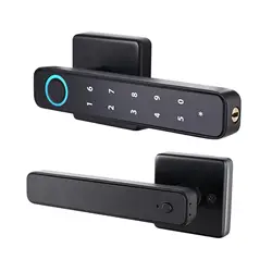 Tuya App-Smart Fingerprint Deadbolt Lock, trava única, porta de metal interior, chave mecânica de desbloqueio com senha