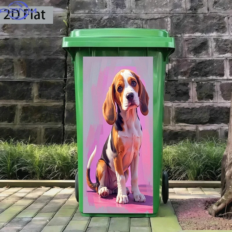 1pc of Cute Little Hound Themed Sticker for a Trash Can, Measuring , Self-Adhesive Wall Decoration for Kitchen Trash Bins (Sui