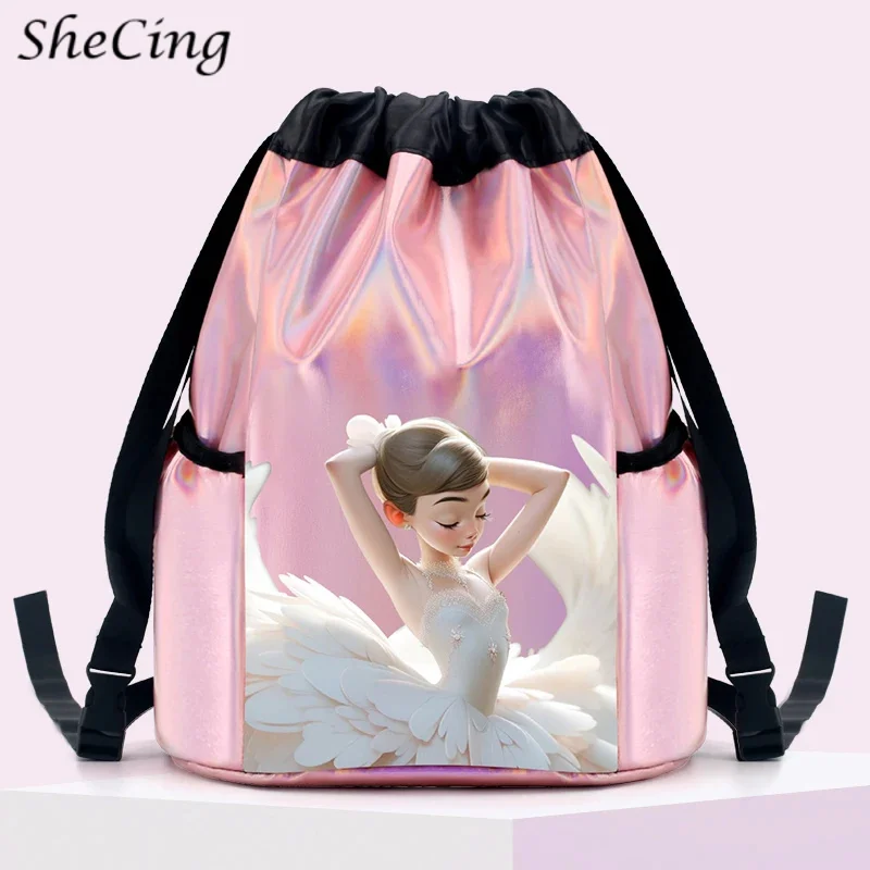 

Блестящие лазерные сумки для балета и танцев для девочек, детский тренировочный рюкзак на плечо для спортзала, детская карманная сумка для танцев, балерина, посылка