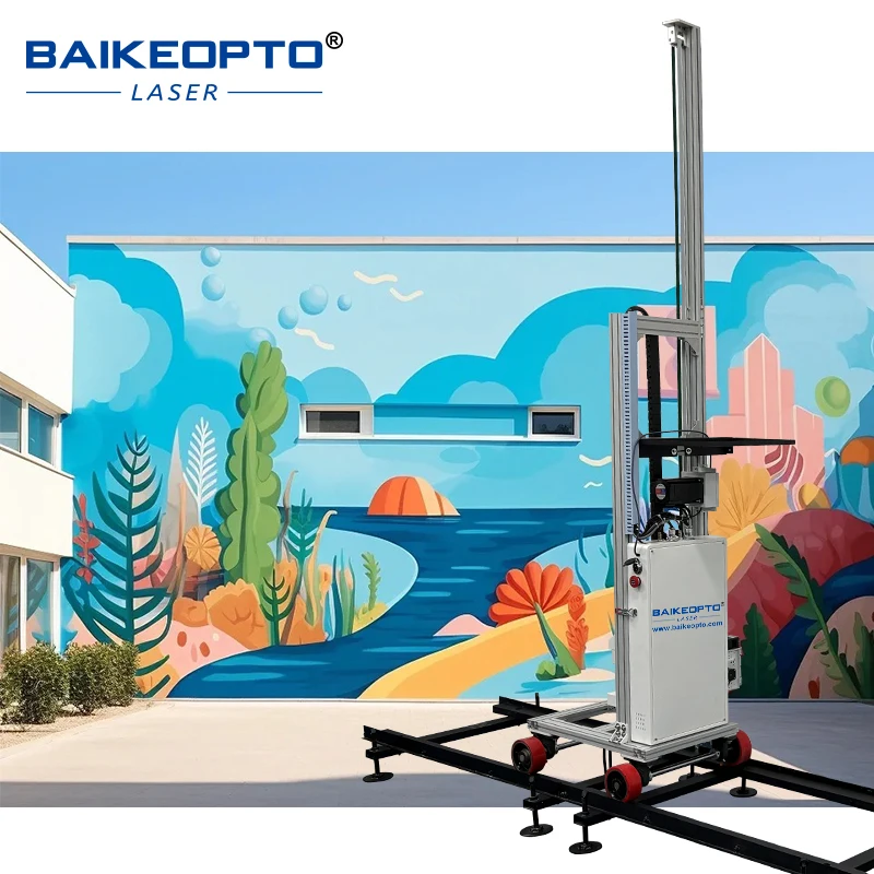 High Speed New Production Wall Floor Printer With Wheels Rails Double Heads  Automatic Vertical Wall Printer