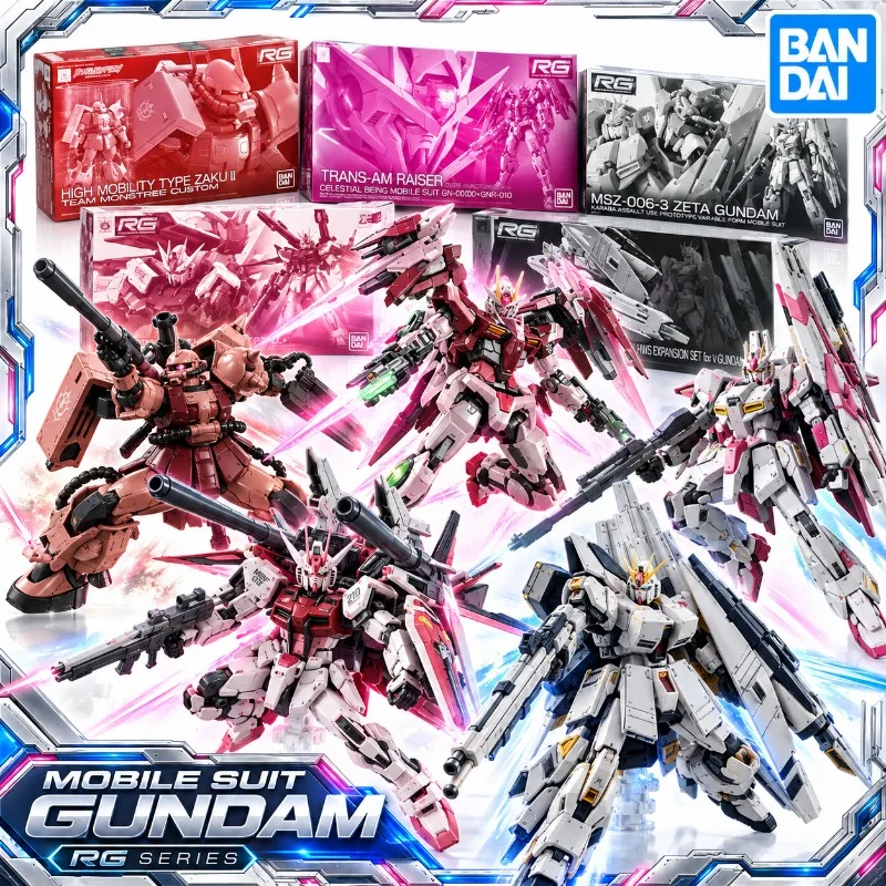 Bandai Gundam RG 1/144 High Mobility Zaku II Trans Am Raiser Zeta Gundam 3 Strike Rouge IWSP Nu HWS Action Figure Model Kit Toys