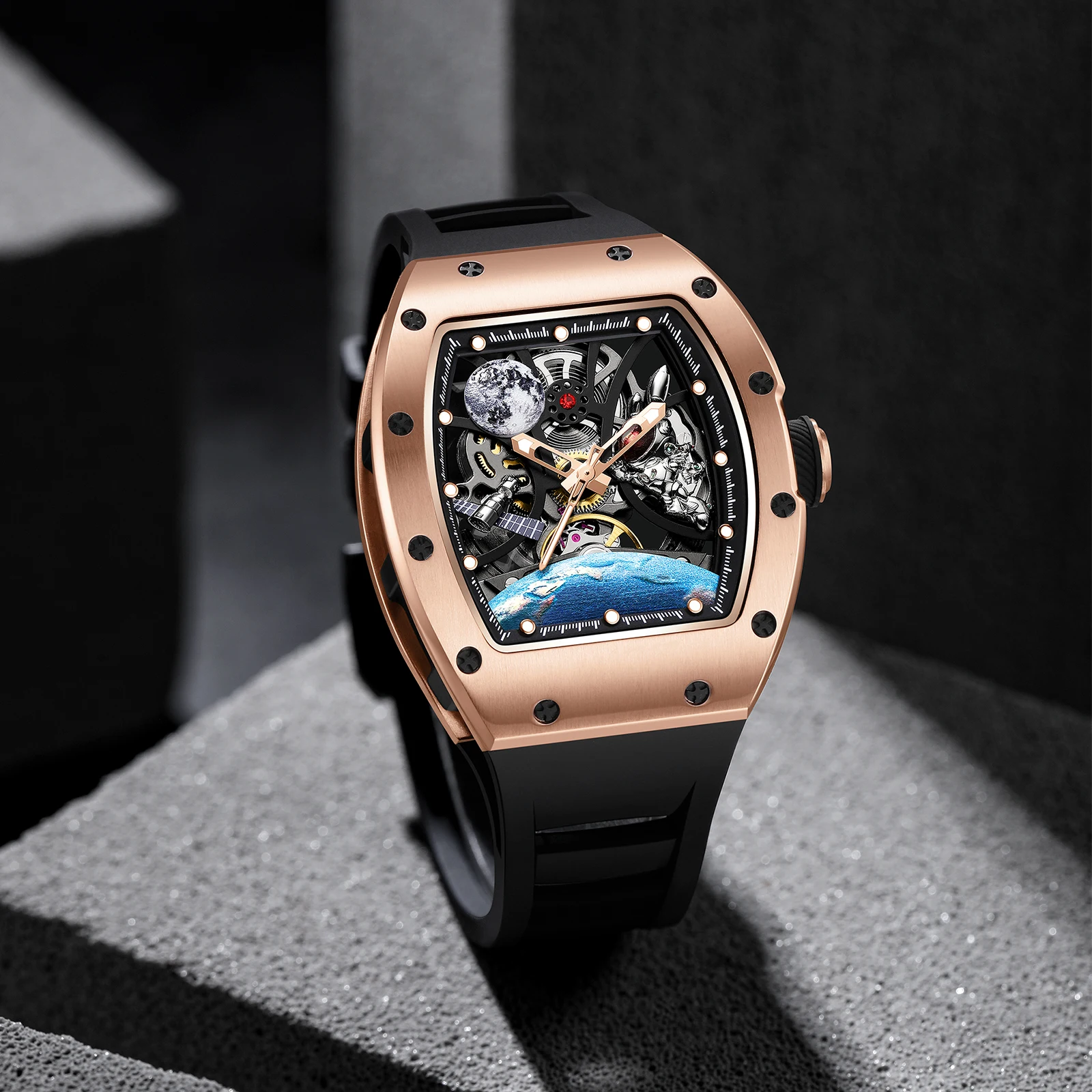 

Luxury Skeleton Automatic Men Watch Ceramic Case 42mm Sport Mechanical Wristwatch Waterproof