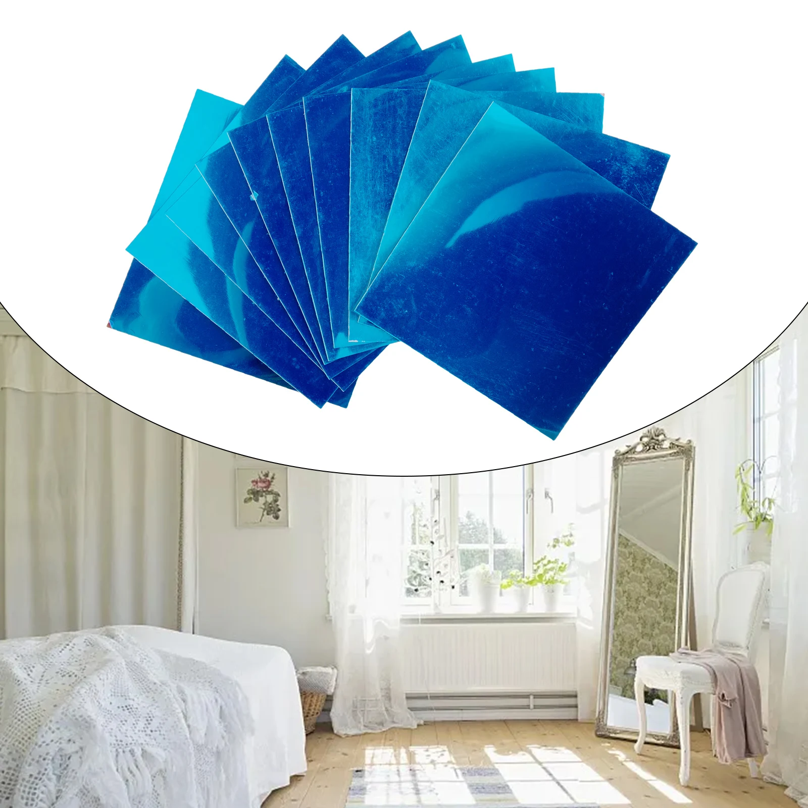 10pcs 10CM Square Mirror Wall Sticker Glass Tile Wall Stickers Decal Self Adhesive Acrylic Art Wall Decoration Stickers