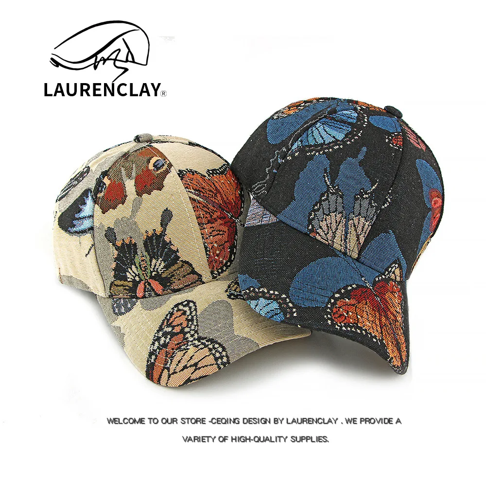 Ethnic Style Personalized Embroidered Butterfly Hat Women's Baseball Cap Hard Top Casual Versatile Peaked Cap Sun Protection Hat