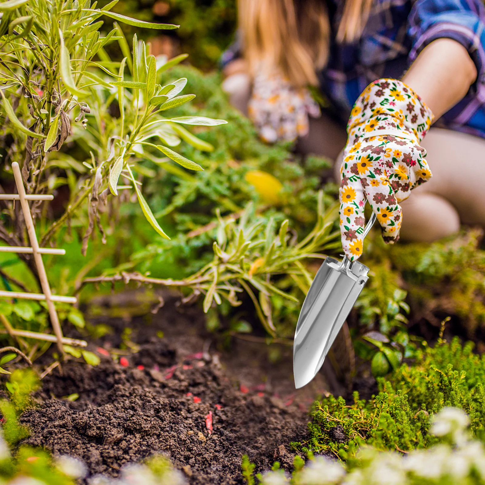 

2pcs Stainless Steel Gardening Shovel Mini Planting Tool For Bonsai Soil Transfer Ergonomic Handle Outdoor Camping Portable