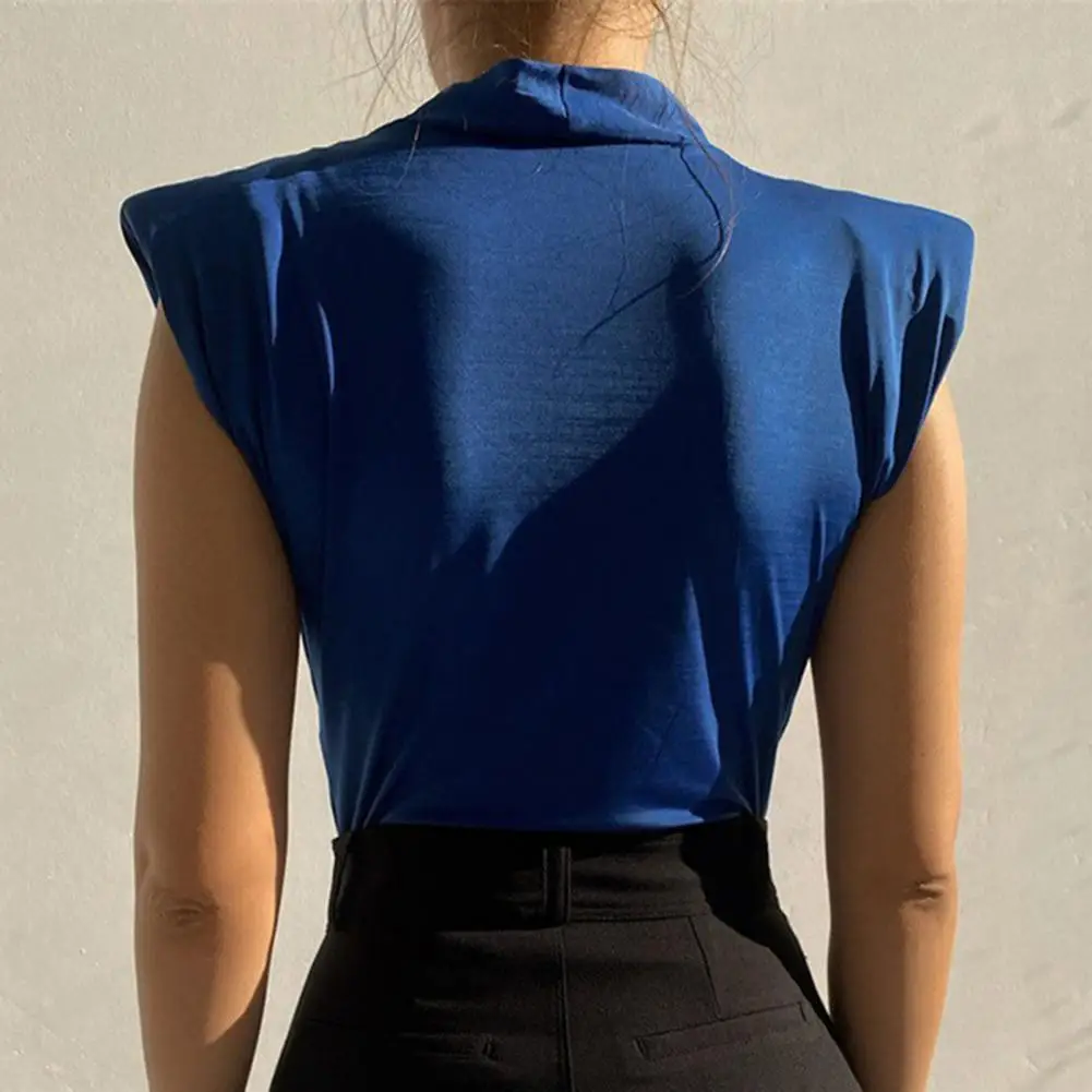 Blus kantor wanita atasan menggoda warna Solid leher V dalam tanpa lengan wanita berlapis Bodysuit wanita temperamen blus musim panas untuk kencan