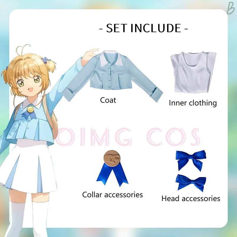 

KINOMOTO SAKURA Cosplay Costume Carnival Uniform Wig Anime Halloween Costumes Women Game