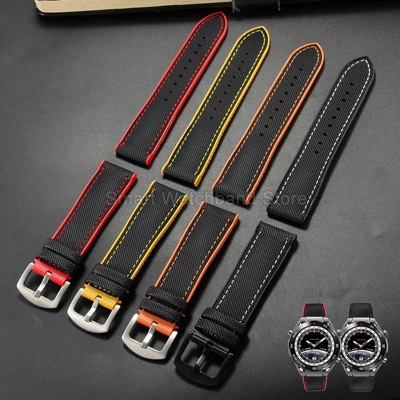 Flat Interface 20 22mm Sweatproof Quick Dry Durable Soft Sports Nylon Silicone Watchband for Omega Longines L3.674/774/L2.747