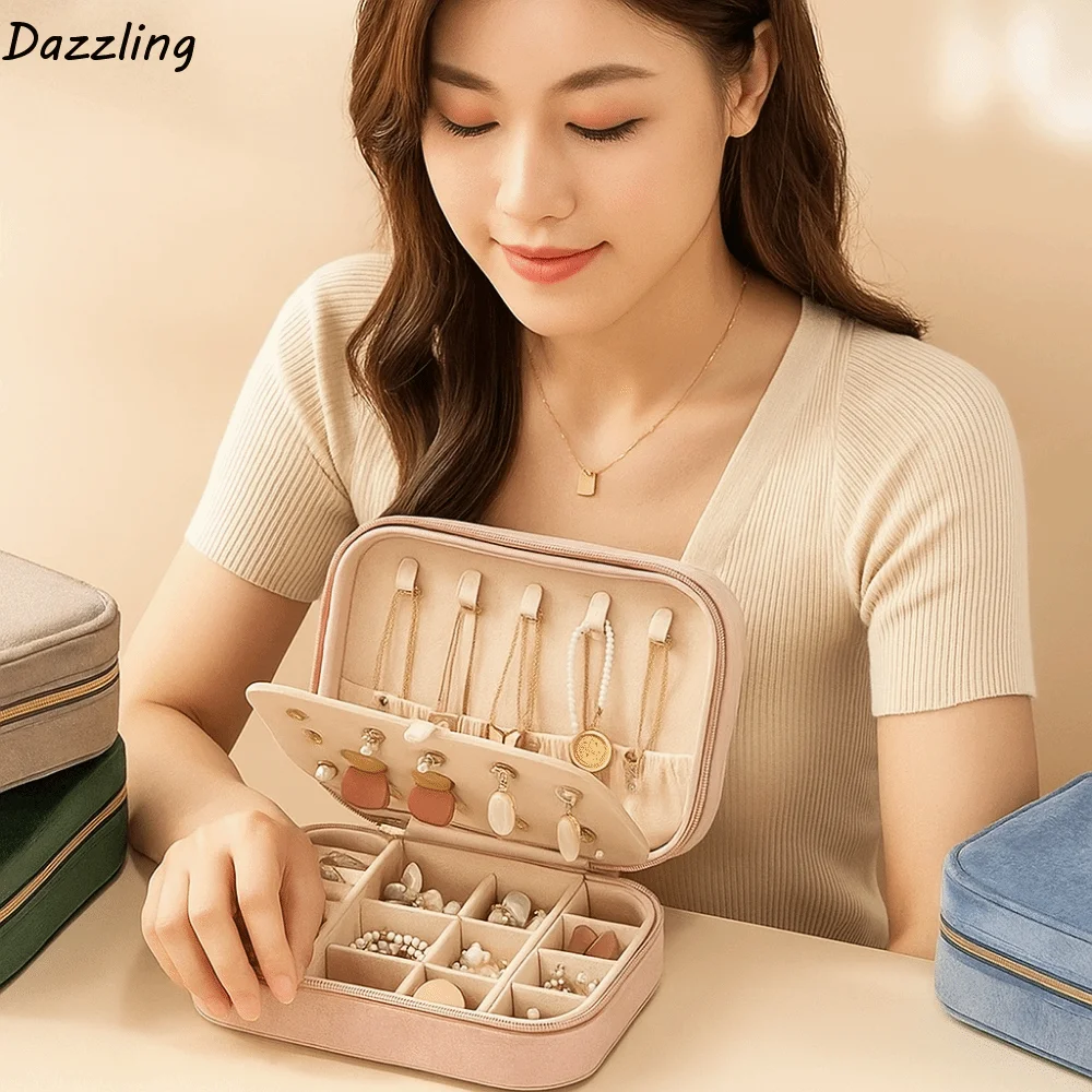 

2-слойная бархатная шкатулка для драгоценностей, прямоугольная большая емкость, подарочная коробка для ювелирных изделий, простой пылезащитный футляр для ювелирных изделий, подруга