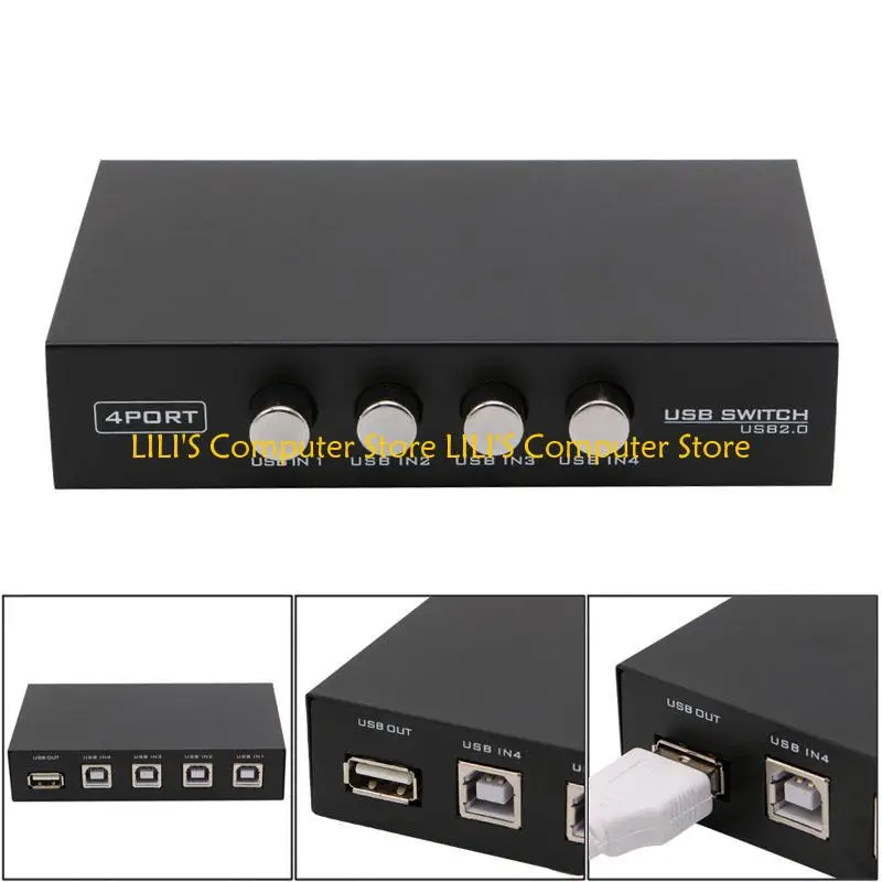 A52B USB Printer Sharing Device 4 in1 Out Printer Sharing Switch Manual KVM Converter