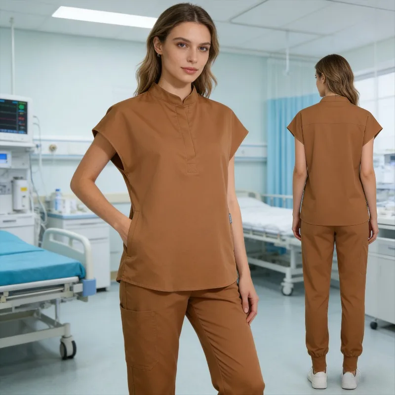 Large Size Stretch Women's Hand Brush Summer Thin Color Solid Color Doctor Nurse Beauty Salon Work Clothes .