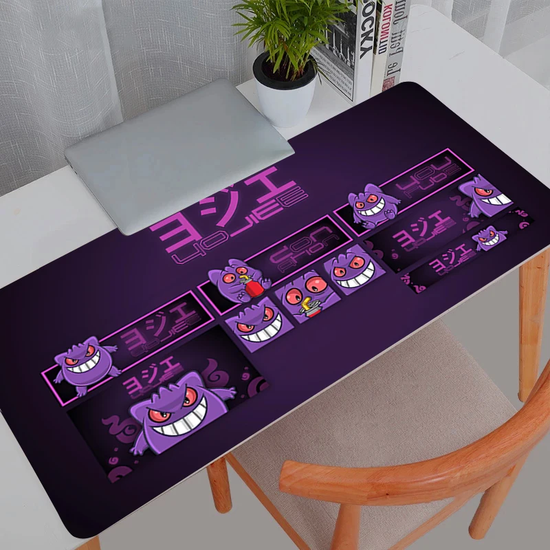 Kawaii mouse pad borda branco anime bonito gabinete gamer computador tapete de mesa teclado acessórios de jogos p-pokemons g-gengar mousepad