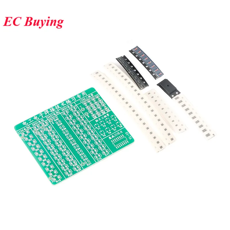 1kit SMT SMD Component Welding Practice Board Soldering DIY Kit Resitor Diode Transistor By start Learning Electronic