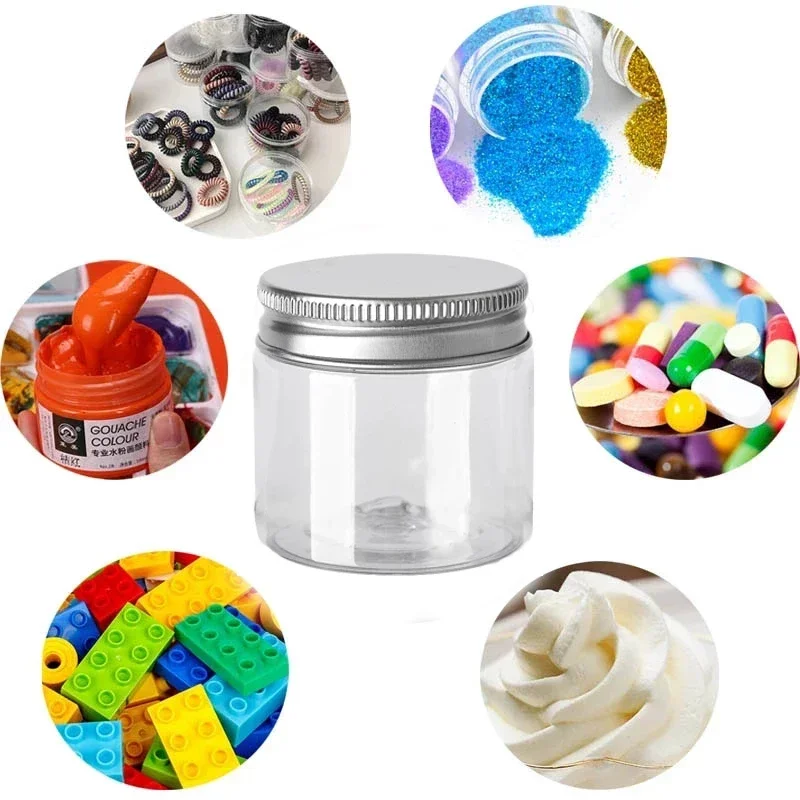 20Pcs Clear Plastic Jars With Lid Kitchen Food Storage Box Makeup Cosmetic Containers Travel Bottle Face Cream Sample Pot Jar