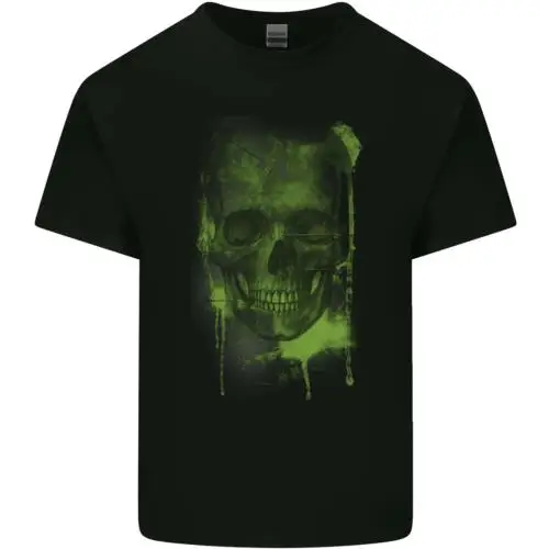 Creepy Green Skull Kids T-Shirt Childrens