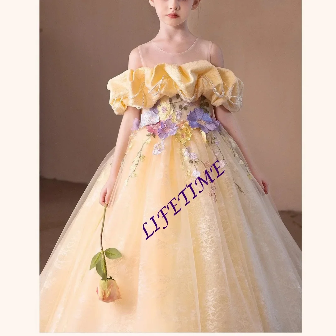 Customized High-End Princess Gown for Girls - Evening Party Dress Toddler Performance Outfit Wedding Piano Clothes
