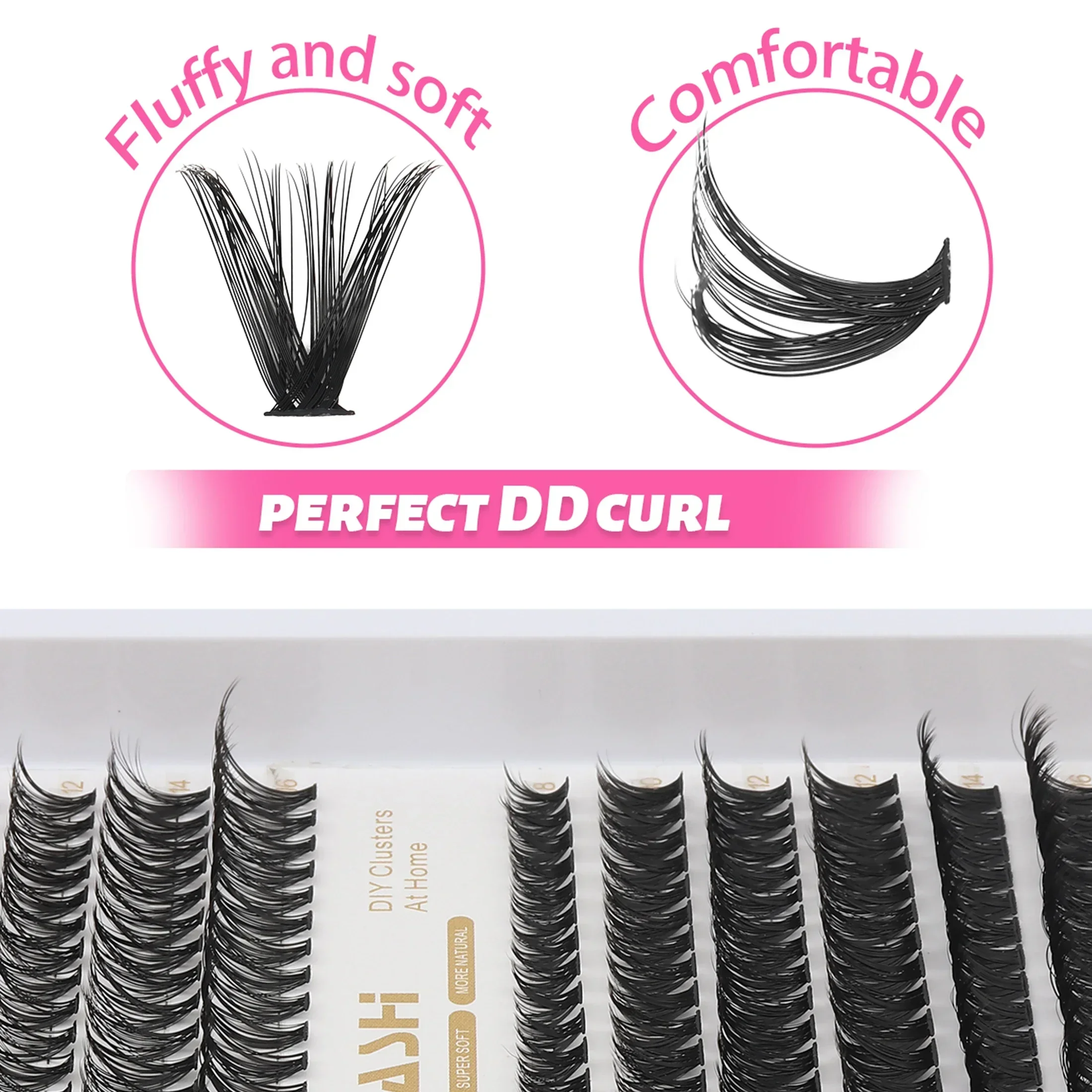 Mixed Length D Curl Wispy Cluster Lashes Individual False Eyelashes Super Soft Lightweight for DIY Eyelash Extensions and Eye Ma
