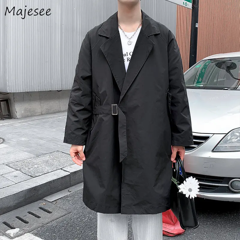 

Trench Men Casual Handsome Japanese Stylish Autumn Ulzzang Chic Streetwear Fashion Clothing Baggy All-match Popular Solid Cozy