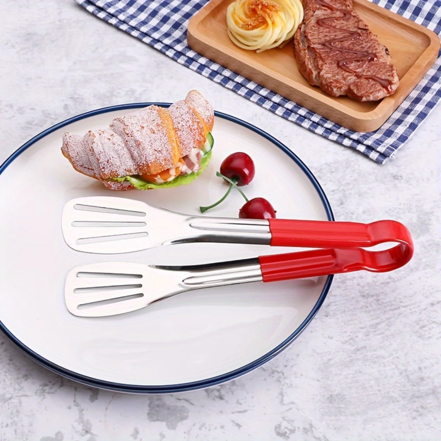 2pcs, Serving Tongs, Food Tongs, Barbecue Tongs, Stainless Steel Fruit Tongs, Bread Tongs, Steak Tongs, Salad Tongs, Dessert Ton