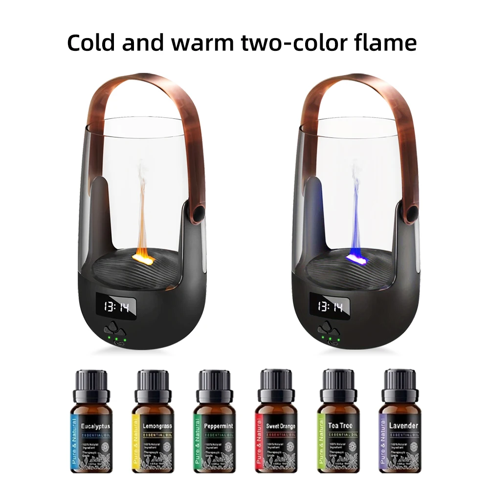 

Идеальный подарок, ретро диффузор эфирного масла с реалистичным эффектом пламени-200 мл увлажнитель воздуха, 3 таймера, окружающее освещение и воды