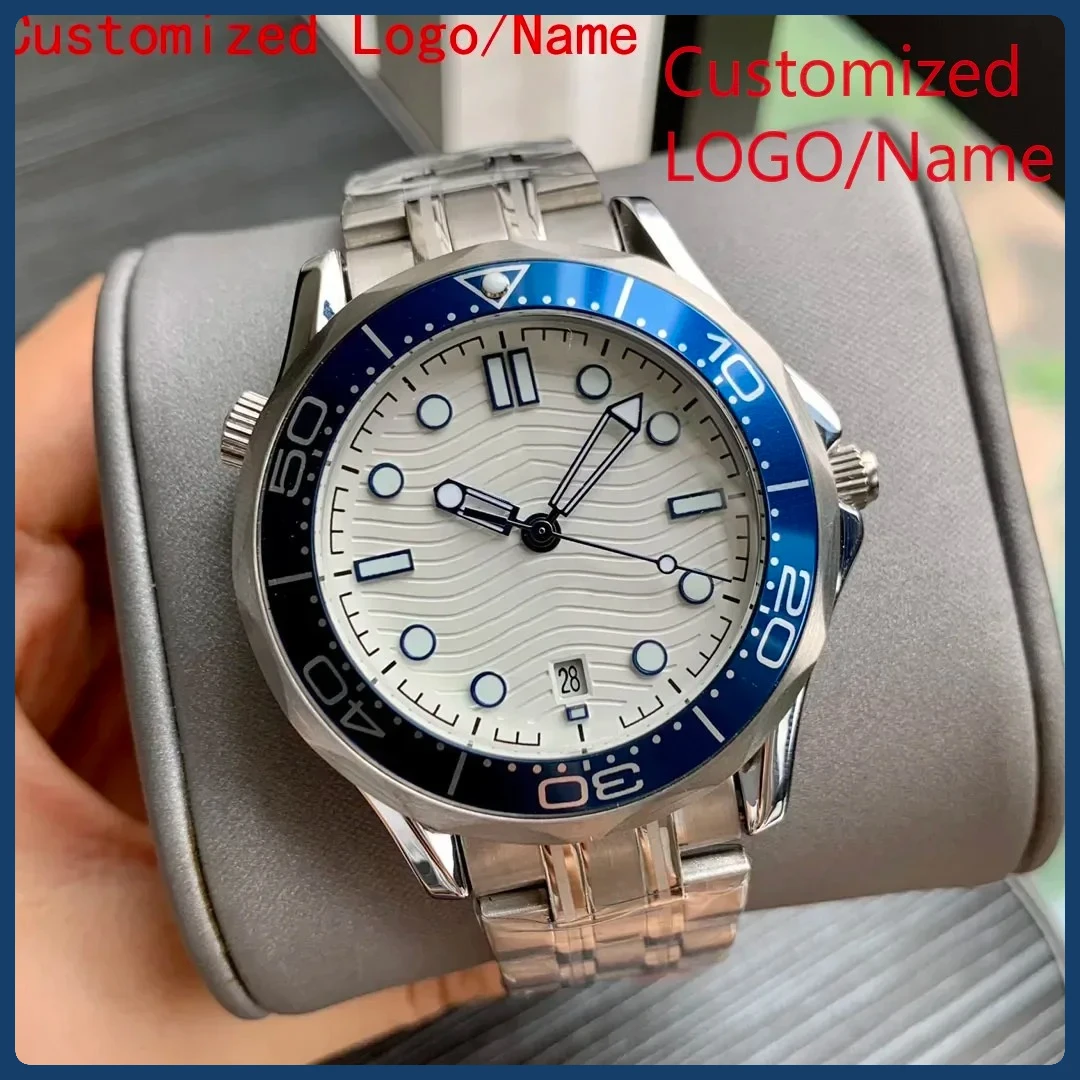 

Магазин A88, повседневные автоматические механические часы с календарем, браслет из нержавеющей стали, черный, синий, керамический безель, наручные часы по индивидуальному заказу