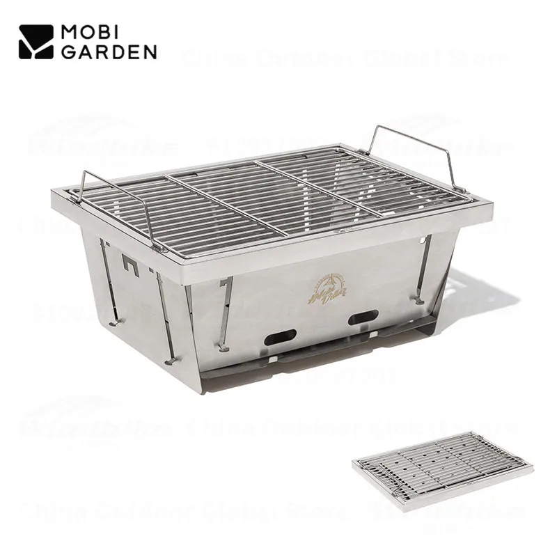 

MOBI Garden Outdoor Grill Stainless Steel Folding Charcoal Picnic Portable Fire Stove Camping Accessories Cookware Equipment BBQ