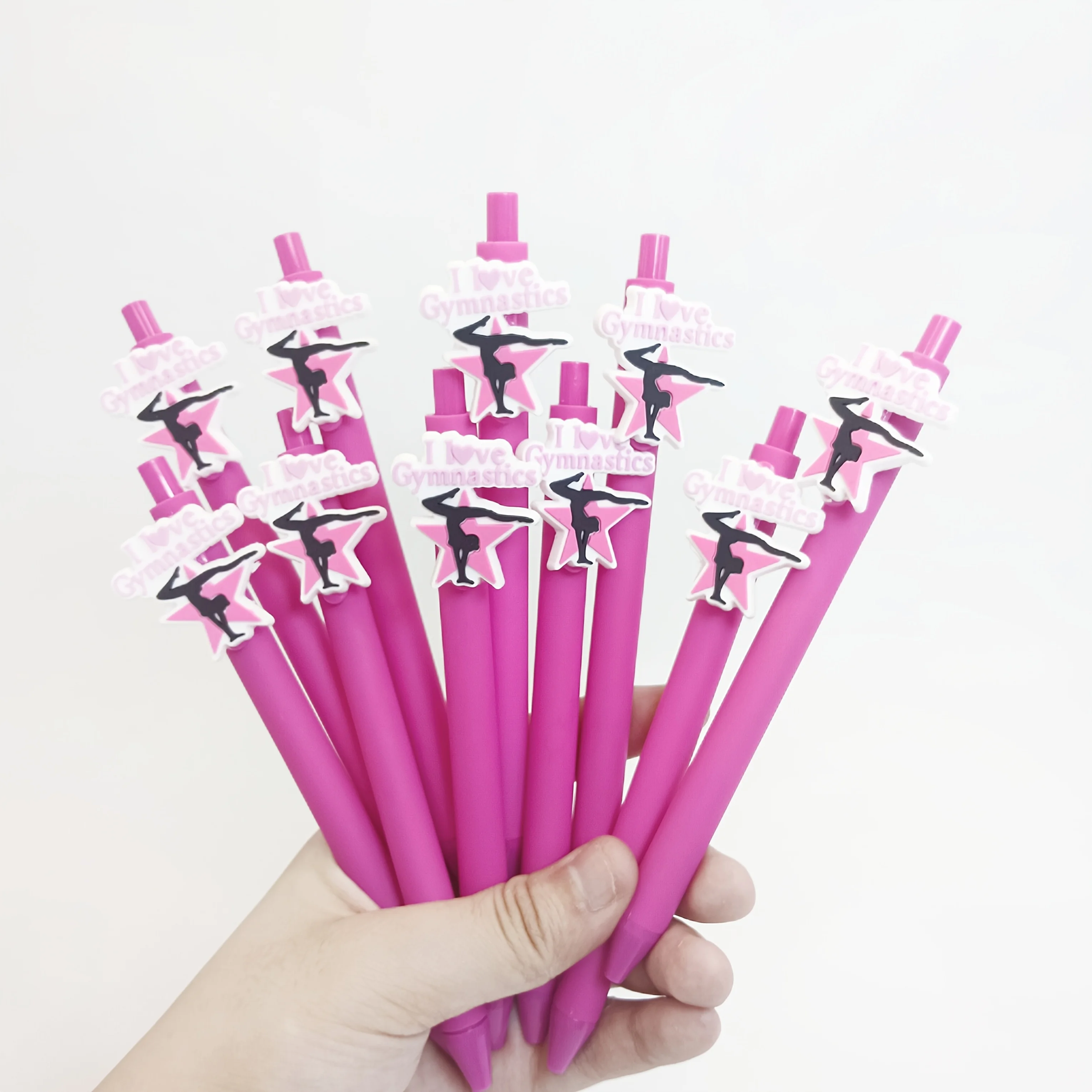 10PCS Sports Gymnastics Patch Pen, Rose Red Series Neutral Pen, Creative Gift Pen Ballpoint Pen