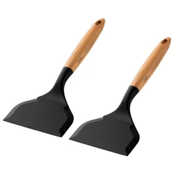 2Pcs Black Silicone Cooking Utensils Tamagoyaki Spatula Beef Meat Egg Kitchen Spatula Pizza Shovel Cooking Tools Kitchenware