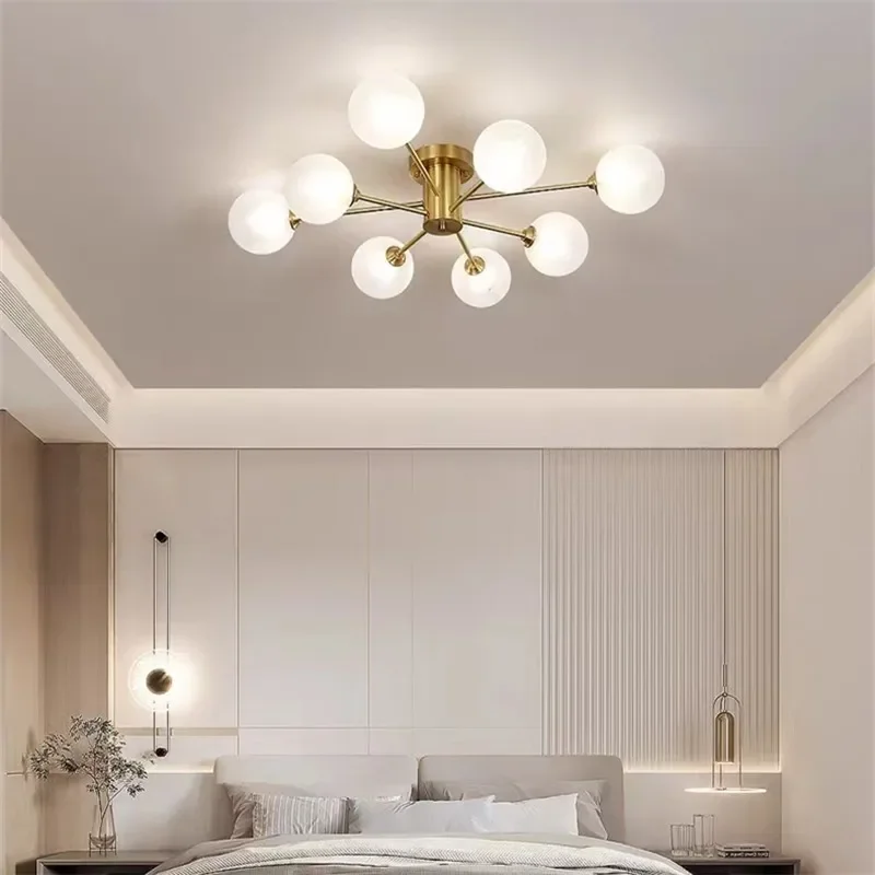 Nordic Glass Ball Ceiling Chandelier Luxury Bedroom Gold Ceiling Lamp For Villa Living Room Kitchern Loft Modern Bubble Lighting