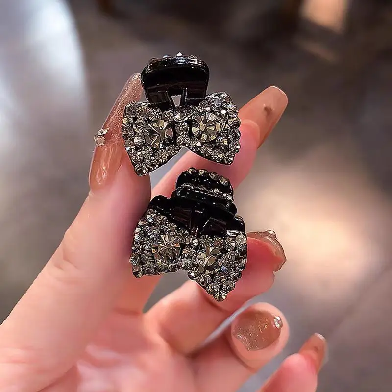 

2pcs Korean Rhinestone Black Hair Crab Claws for Women Shining Hairpins Side Barrettes Cute Hair Clips Accessories