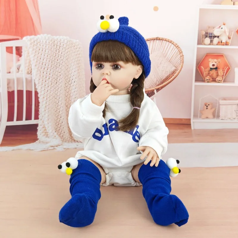 

55cm 22 inch simulated baby soft vinyl DIY dress up reborn doll accompanies children girl change dolls children's birthday gifts