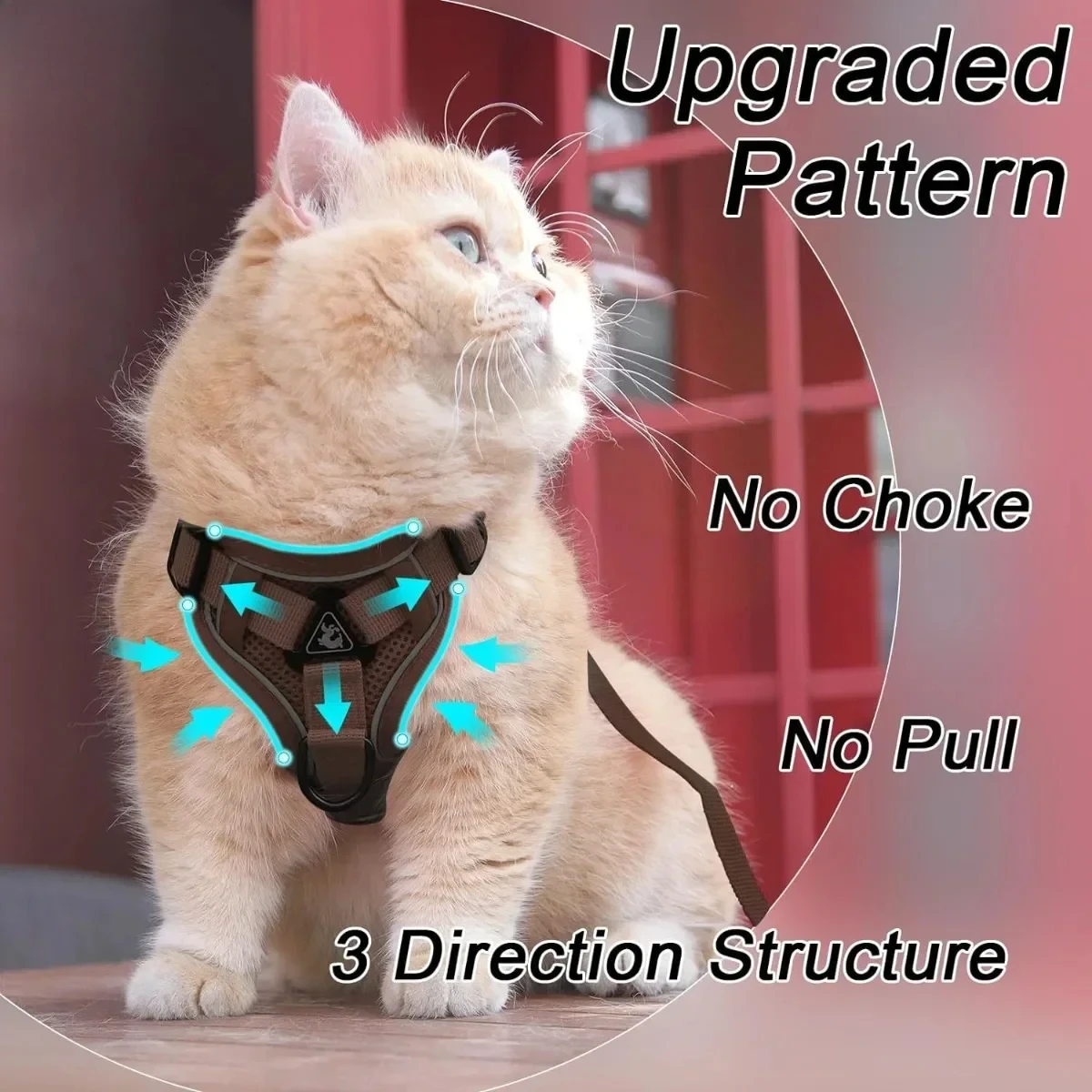 Pets Harness And Leash Set For Small To Large Cats Adjustable Cat Vest Harness Reflective Trim Universal Cat Leash And Harness_voghion.com