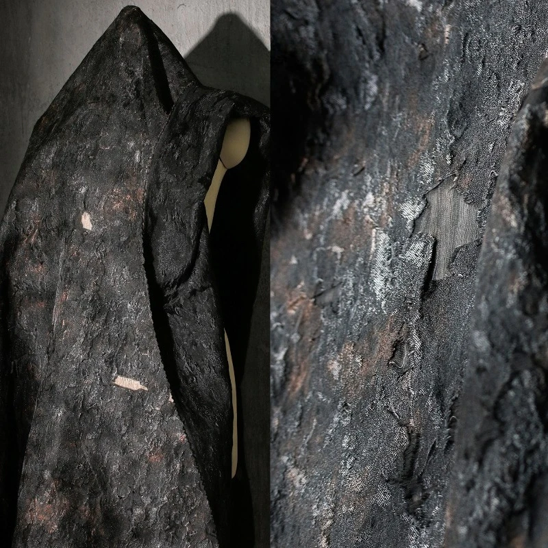 

Микропрозрачная сетчатая жаккардовая ткань в стиле ретро для высококачественной креативной дизайнерской одежды с бахромой, ткань для шитья своими руками на метр