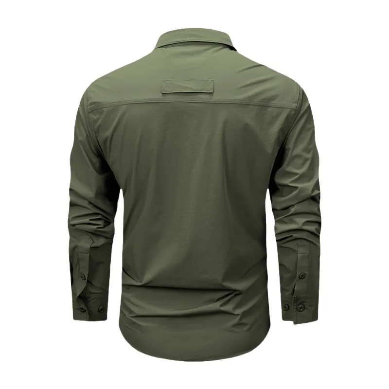 Spring Autumn Men\'s Shirts Tactical Work Long Sleeve Shirt Tops Outdoor Casual Multi-pocket Camp Hike Cargo Long-sleeved Shirts