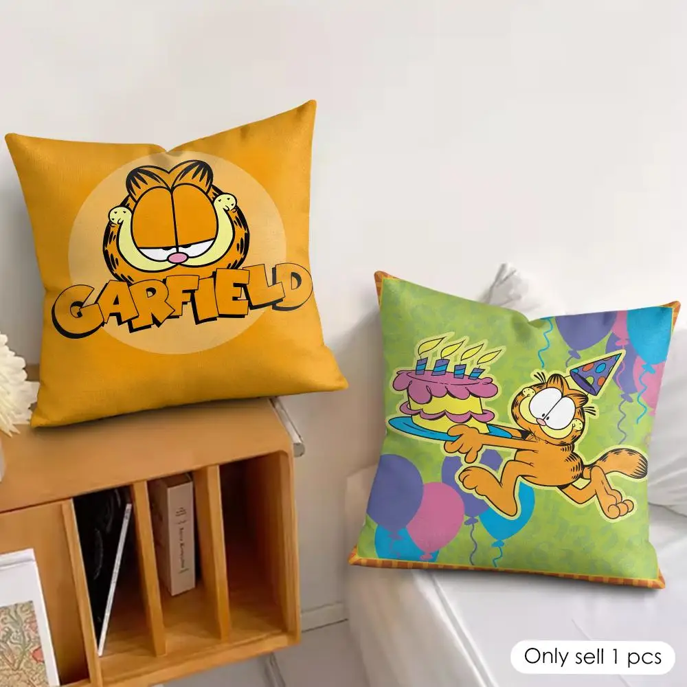 Cartoon Cute G-Garfield Funny Style Cushion Cover Soft Plush Fabric Double-Sided Printed Pillowcase for All Seasons Home Decor