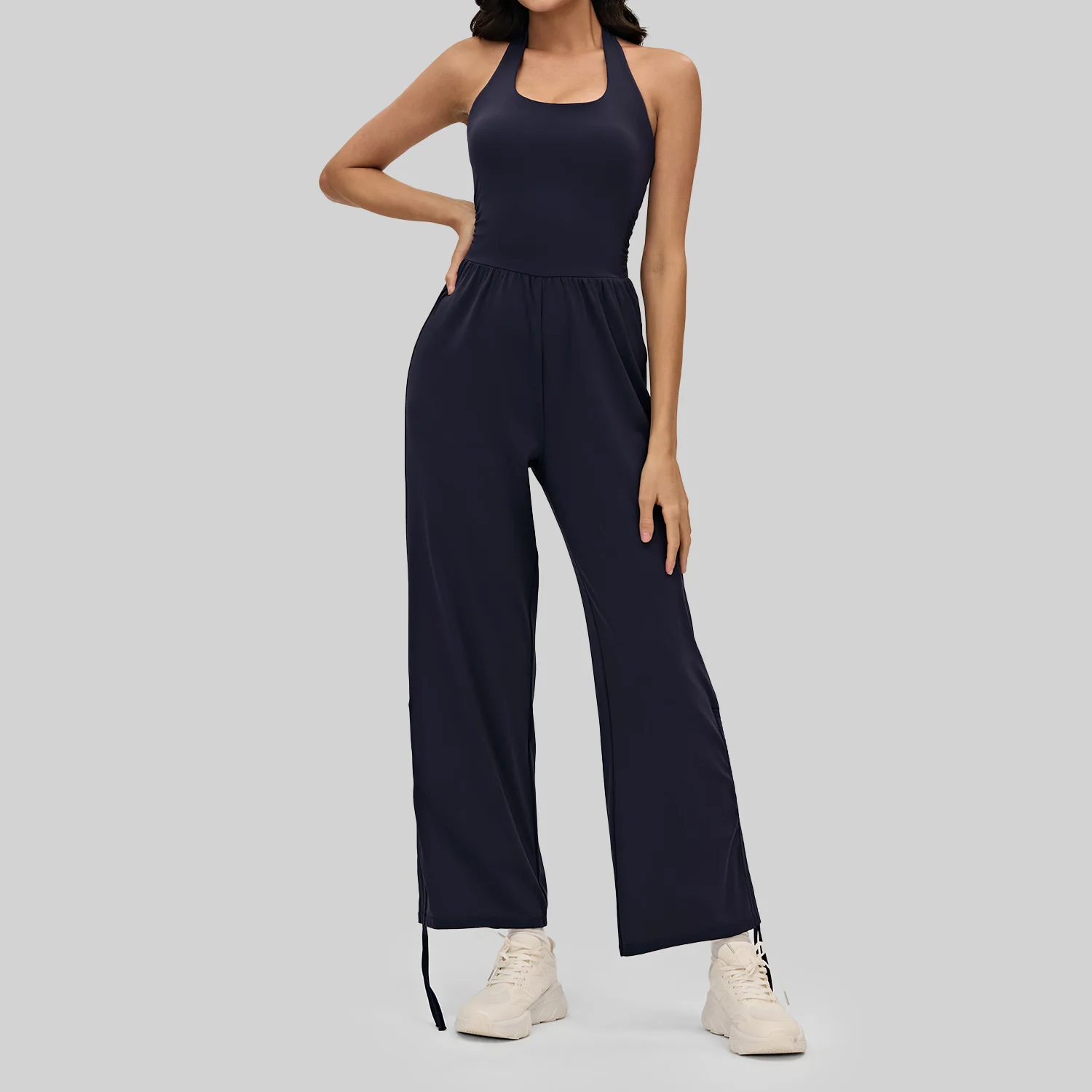 Women's Naked-Feel Yoga Bodysuit Halter Neck Strappy Back Sports Tight Top Running Gym Casual Wear women's jumpsuits and rompers