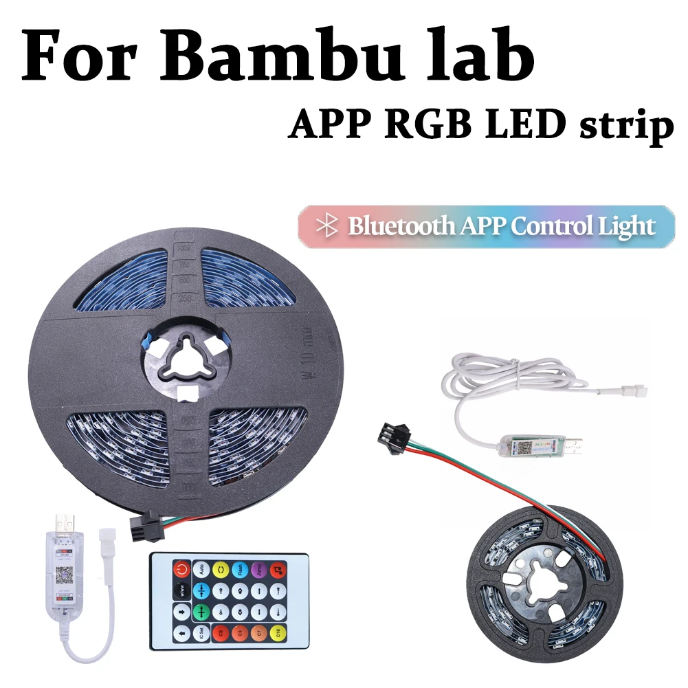 

For Bambu Lab Adjustable Stripe Light RGB LED Hardware Bambu Lab Light Kit 001 Bluetooth Control DIY 3D Printer Accessories