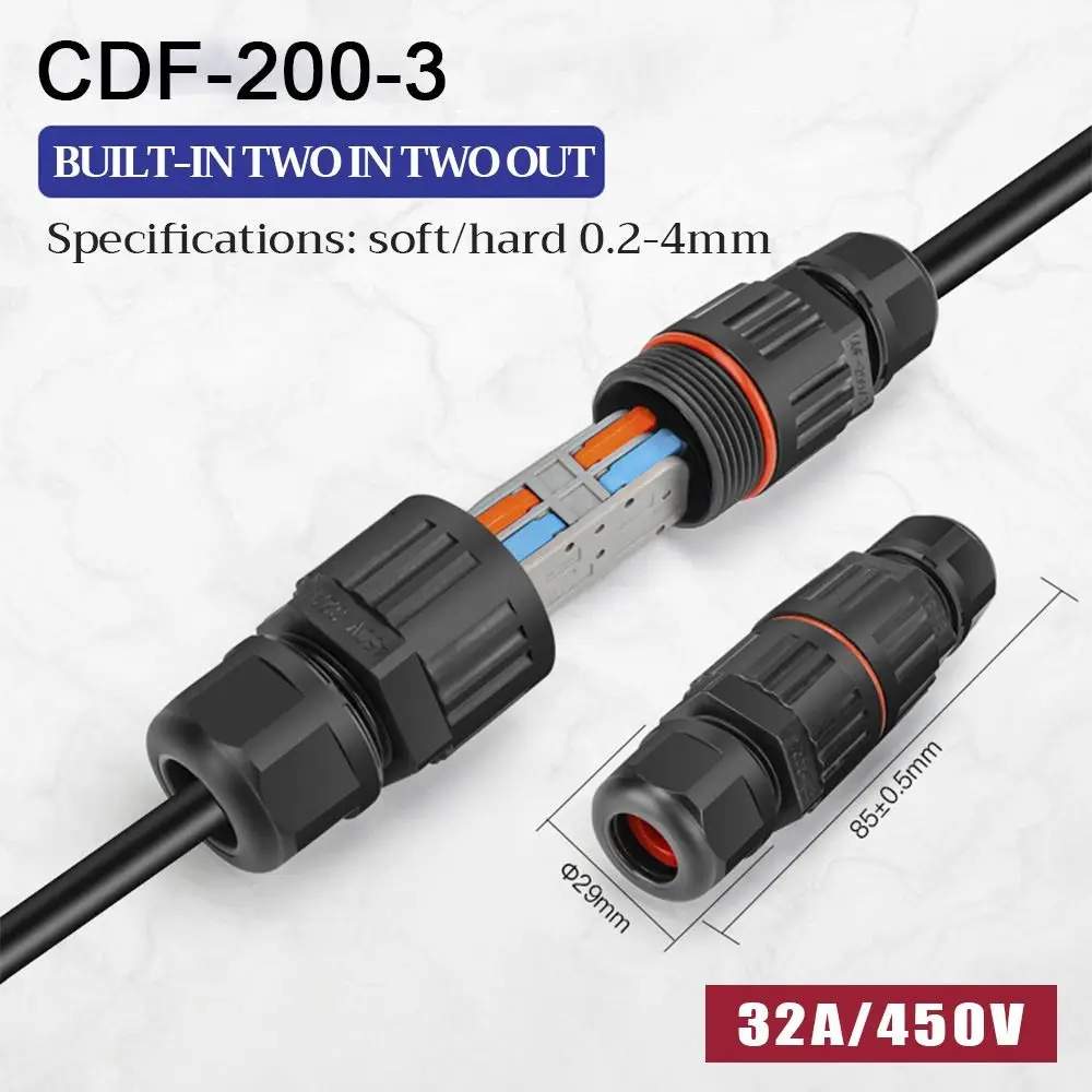 IP68 Electrical Waterproof Connector Wire Cable 2/3 Pin Outdoor Plug Straight Quick Push In Terminal Block Conductor Connector