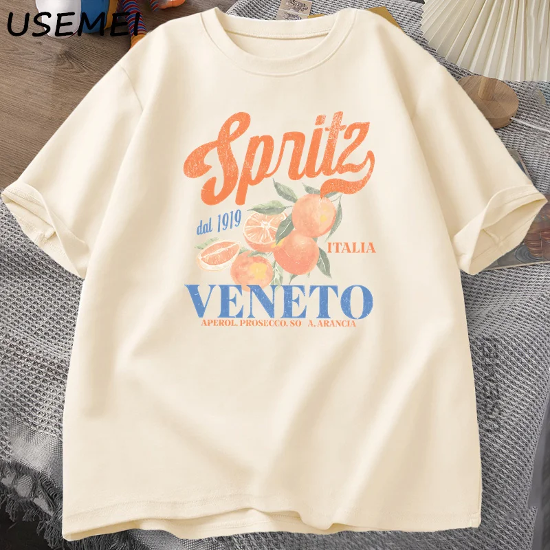 Italienisches Cocktail Spritz T-Shirt Herren Damen Sommer Vintage Boho Italia Grafik T-Shirt Baumwolle Kurzarm Casual T-Shirt Herrenbekleidung