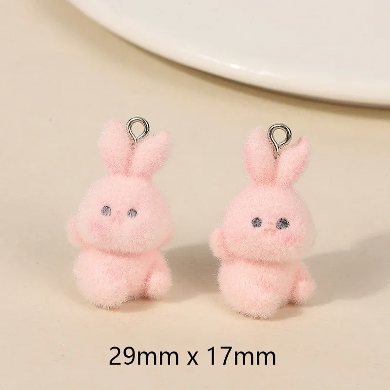 sansango 2pcs Cute Flocking Sea Otter Rabbit Resin Charms Animal Pendant DIY Phone Chains Keychain Earring for Jewelry Making