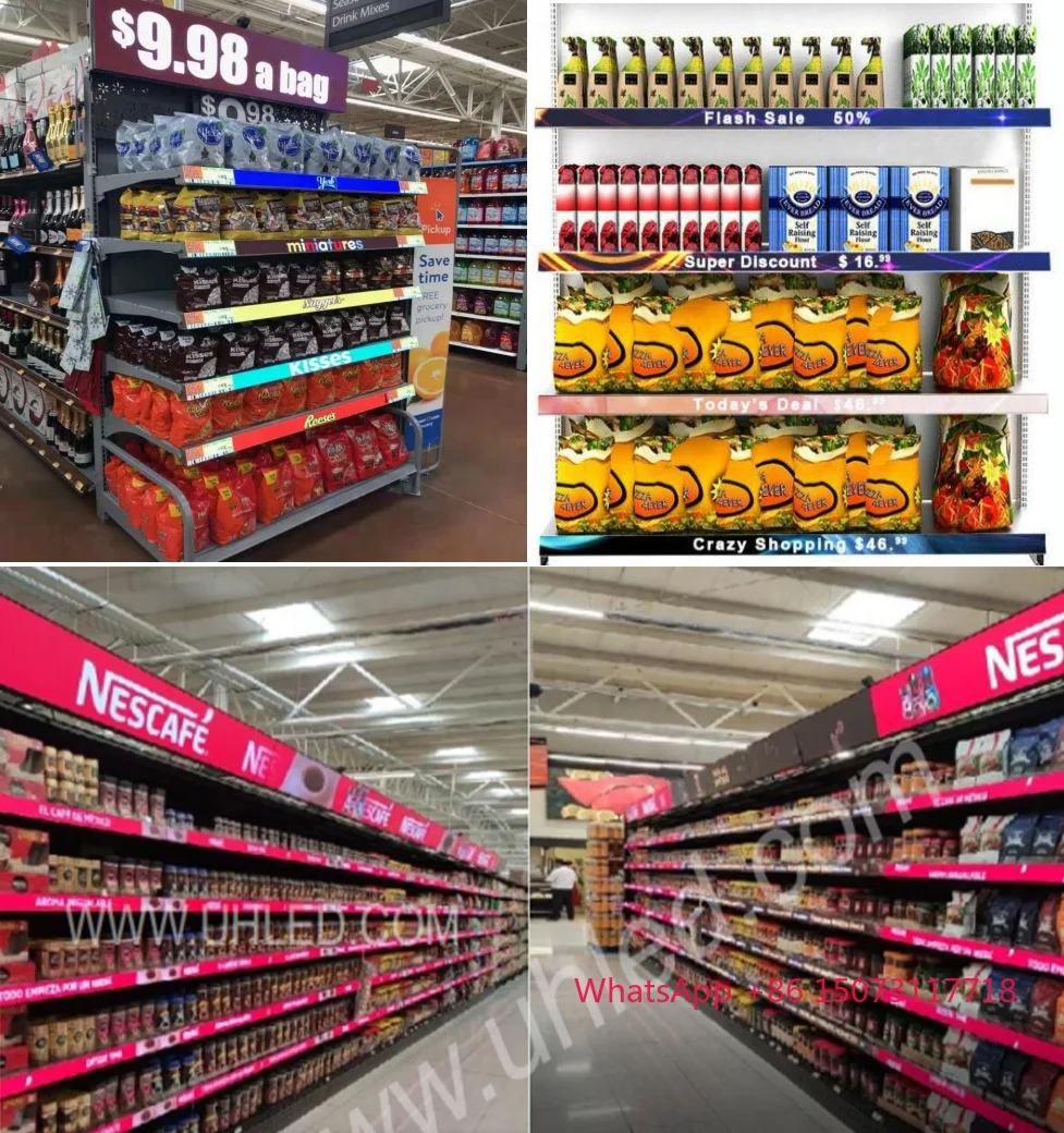 Borda LED de prateleira para publicidade de vídeo supermercado loja de sinalização digital display LED