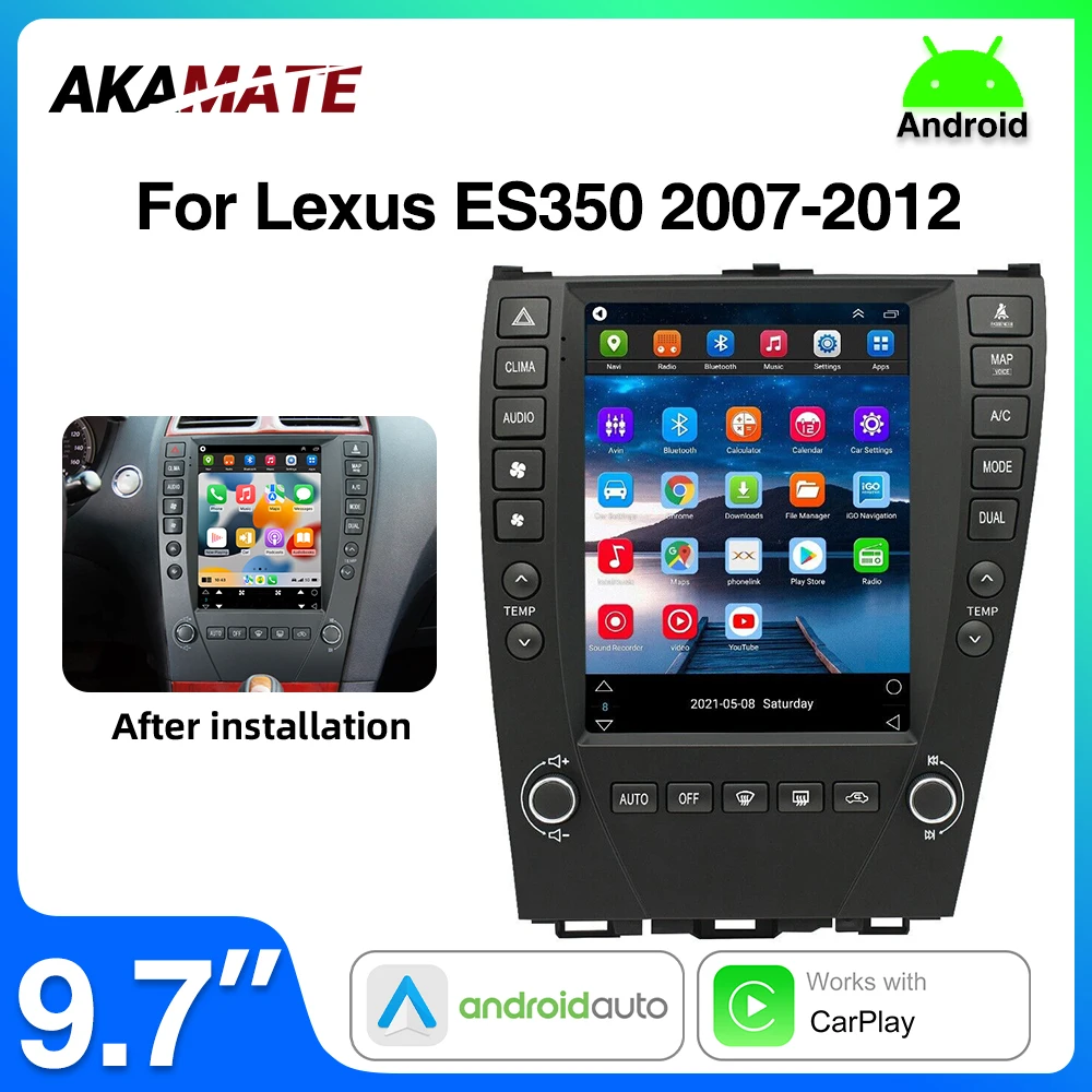 Автомобильное радио Android для Lexus ES350 2007-2012 CarPlay Android Auto для Tesla Style Стерео GPS WiFi Bluetooth FM-радио 9,7 дюйма