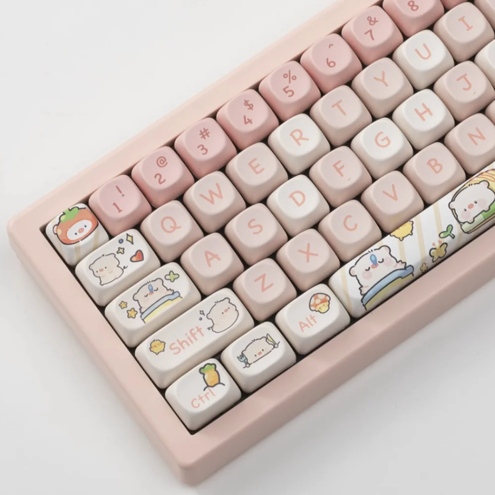 

MOA Keycap Pink Piggy Theme PBT Heat Sublimation Cute Customizable Personalized 138 Keys for Mechanical Keyboards